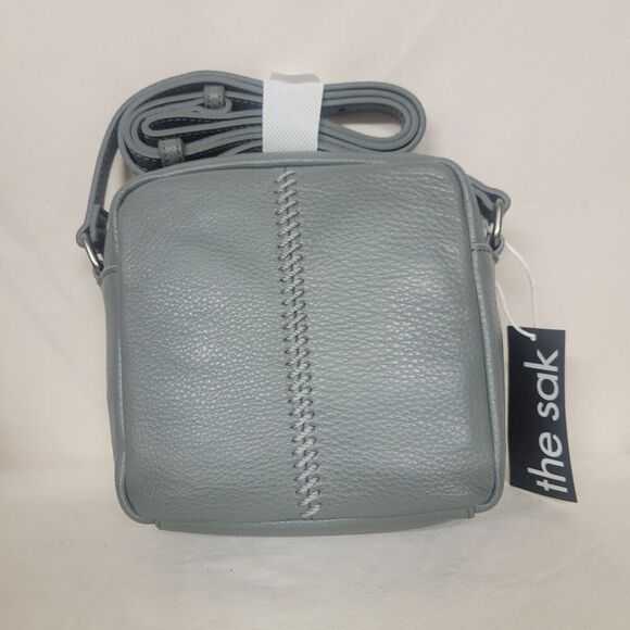 The Sak Maisie Square Leather Crossbody Bag, Adjustable Strap, Dusty Blue, NEW - Picture 6 of 6